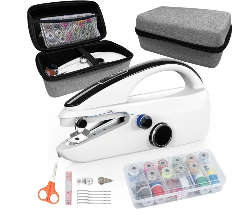 Handheld Sewing Machine,Beginner's Sewing kit with Storage,Two Power Supply Modes,Portable mini Sewing Machine,Handheld for Beginners.(New White)