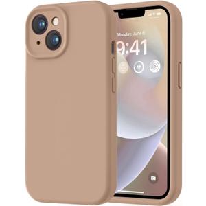 LOVE 3000 Designed for iPhone 14 Case, Premium Silicone with [Soft Anti-Scratch Microfiber Lining] Shockproof Protective Phone Case for Men Women Girls 6.1", Light Brown