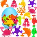 Toddler Suction Cup Bath Toys, Ocean Animal Bath Water Toys for Kids Ages 3-5 4-8 No Hole Mold Free Bathtub Car Airplane Window Toys Travel Trip Essentials for 3 4 5 Year Old Boy Girl Birthday Gift