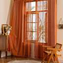 Sutuo Home Terracotta Boho Lace Curtains 2 Panels 84 Inches Long for Living Room&Bedroom, Burnt Orange Crochet Privacy Farmhouse Vintage Tassels Retro Halloween Window Sheer Curtains Rod Pocket,50" W