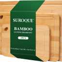 Bamboo Cutting Board Set of 3 for Kitchen, Chopping Boards with Juice Groove & Built-in Handles, Perfect for Meat, Vegetables, Fruits, Kitchen Gift for Home Cooks & Chef, Light Yellow