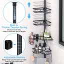 DTUQYX Shower Caddy Corner Tension Pole - Adjustable 43.5-120 Inch Rod Bathroom Organizer Storage Shelf, No-Drill Rustproof 4-Tier Shower Corner Shelves with Towel Rack, Toothbrush Holder & Soap Dish