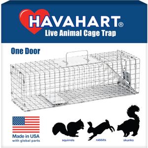 Havahart Medium 1-Door Humane Catch and Release Animal Trap for Rabbit, Skunk, Mink, and Squirrel - Professional Style Live Catch Trap - 1078SR - Humane Capture and Release