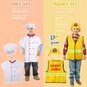 Vicenpal 8 Sets Pretend Play Kids Costumes Set Christmas Gifts Washable Chef Construction Policeman Fireman Doctor Astronaut Costumes for Boys Toddler Girls Kids