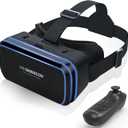 VR Headset for Smartphones with Bluetooth Controller, 4. 7-7-inch Aspheric Optical HD Lens Mobile VR HeadsetAdjustable Focusand and Eye Width,Good Heat Dissipation