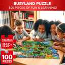 QUOKKA 100 Piece Puzzles for Kids Ages 6-8 Intricately Illustrated Forest Animals Puzzle for Kids Ages 8-10 Educational Busyland Game Packed with Visual Details for Boys and Girls