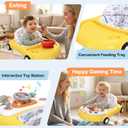 5-in-1 Convertible Baby Walker with Steering Wheel Music Activity Center – Infant Rocker, Jumper, Push Walker, Bouncer & Feeding Foldable Walker for Ages 6-18 Months Boys Girls (Yellow Blue)