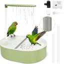Automatic Parakeet Bird Bath for Cage Large Parrot Shower Bath with Adjustable Water Flow Bird Shower Fountain Indoor Bathtub Stainless Perch Bird Cage Accessory for Birds Cockatiel Conure Budgie