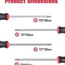 ROTATION 4PCS Magnetic Tip Torx Screwdriver Set, 4 Torx Star Screwdrivers, T20, T25, T27, T30, Red Tip | Red, Gloss, S2 Steel