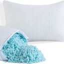 HOMBYS 2 Pcs Extra Firm Bed Pillows for Sleeping, Shredded Memory Foam Pillows Standard Size, for Side, Back, Stomach Sleepers,40% Viscose Made from Bamboo Cooling Cover