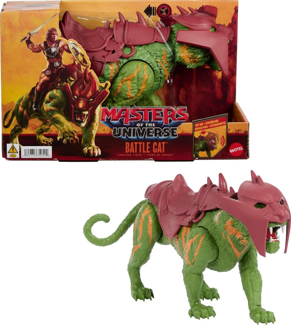 Masters of the Universe 2026 Movie Battle Cat Figure with Chomp & 5 Different Roars, 5.5 Inch Scale Tiger Creature with Armor