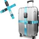 Travel Inspira Luggage Straps with TSA Lock, 2 Pack TSA Approved Suitcase Belt, Heavy Duty Adjustable Cross Design for Added Security, Easy Spot Blue Travel Accessory with ID Tag for 20-32" Bag