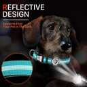 Reflective Dog Collar with AirTag Holder for Large Dogs Soft Nylon Blue Sized L