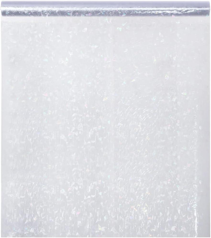 vidaXL Frosted 3D Rainbow Pattern Window Film 17.7X196.9In PVC Decorative Privacy UV Resistant for Home and Office Use Tinting Glass Static Cling Indoor (45 x 500 cm)
