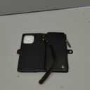 Defencase Compatible with iPhone 14 Case Wallet with RFID Blocking Card Holder for Women and Men, Fashion PU Leather Magnetic Snap Flip Zipper Strap Wallet Phone Case Fit for iPhone 14 6.1", Black