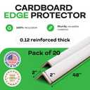 IDL Packaging 2 x 2 x 48 Cardboard Edge Protector (Pack of 20) - Corner Protectors for Shipping, Storage, & Moving Reinforced Corner Guard Protection for Pallets, Wall Corners, & Furniture