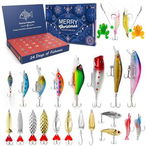 2 x Fishing Advent Calendar 2025-24 Days of Christmas Countdown Calendar with Fishing Lures Set for Fisher Adult Men Teen Boys, for Dad Men