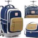 6 Wheel Rolling Backpack for Kids 18" Set - Blue Brown, Medium