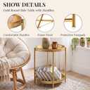 danpinera Gold Side Table, Serving Tray with Handles, Small Metal Table