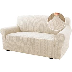 H.VERSAILTEX Sofa Cover 1 Piece Stretch Couch Covers for Sofa Anti-Slip Slip Covers for Sofas/Couches Soft Dogs Slipcovers Washable Upgrade Thick Jacquard Fabric with Spiral Pattern(58"-70", Ivory)