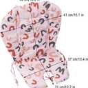 High Chair Pad, Cover and Seat Cushion - Light, Breathable, Soft and Comfortable With Cute Pink Letter Pattern - Suitable for Most Baby Dining Chairs