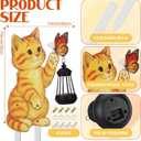 WILLBOND Cat Garden Decor Summer Outdoor Solar Lights Decor, Metal Orange Cat Garden Stake with Butterfly, Outside Stake Signs Gifts for Mom Yard Lawn Patio Unique Gift Ideas