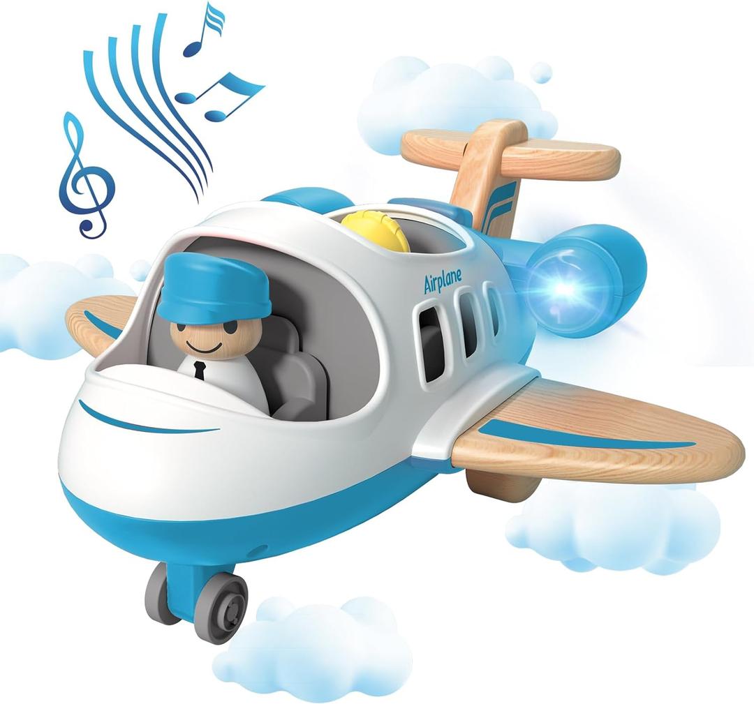 Wanborns Kids Airplane Toy with Sound and Light, Mini Airliner for 18 Months to 5 Years Old Boys Gift