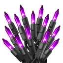 PREXTEX 100 Count Purple Halloween Lights - 20 ft Incandescent String Lights with Black Wire - Violet Indoor and Outdoor Light for Halloween Parties, Christmas Holiday Decorations, Fences and Patios