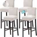 H.VERSAILTEX 100% Waterproof Bar Stool Cover Stretch Counter Stool Pub Chair Slipcover for Dining Room Removable Soft Thick Solid Fleece Fabric Bar Stool Slipcovers Set of 4, Ivory
