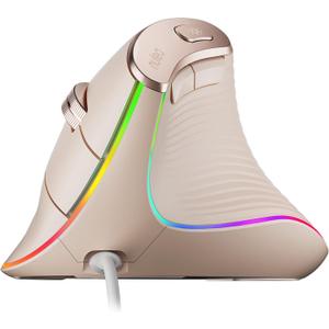 Nulea M504 Wired Vertical Mouse, USB Ergonomic Optical Mouse with 4 Adjustable DPI, 11 RGB Backlight Modes, Compatible for Laptop, PC, Desktop, Mac, Pink