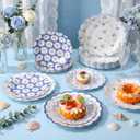Pickmesh 100 Pcs Blue Coastal Round Paper Plates, Small plates diameter about 7 inches