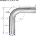 3 Inch Exhaust Pipe,90 Degree Exhaust Mandrel Bend Exhaust System,Universal 3 Inch Stainless Steel Exhaust Pipe (3"OD 90 2PCS)