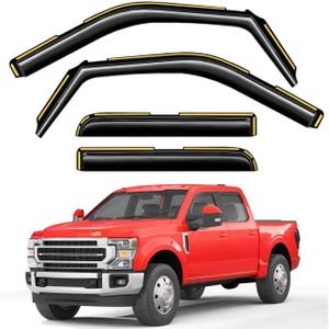 in-Channel Window Rain Guards Fit for Truck Ford F150 2015-2020 SuperCrew (Fit for Ford F250-F550 2017-2025) Extra Durable Window Visors Window Deflectors Vent Shades Car Accessories-4 pcs