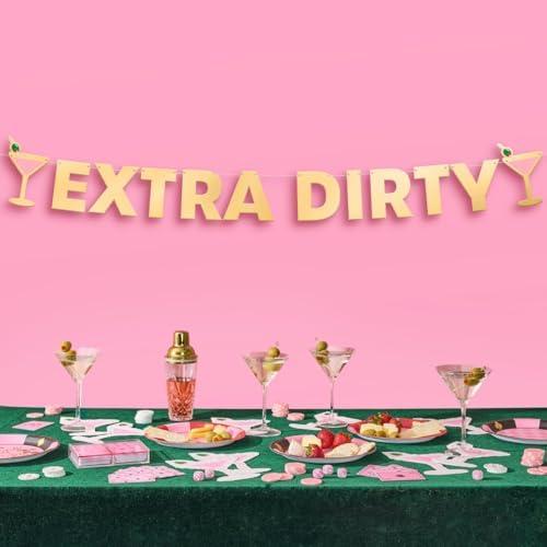 xo, Fetti Extra Dirty Martini Gold Foil Banner - 5 Ft. | Bachelorette Decoration, Birthday Party Sign, Casino Decor, Girl Cocktail Backdrop, Vegas Photo Booth Background