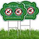 TOHAO No Peeing and No Pooping Dog Sign 2 Pack, Double Sided Please Be Respectful Keep Off The Grass Yard Signs with Metal Wire H-Stakes, 14" x 10", UV Protected & Waterproof, Outdoor Use