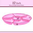 Plasticpro 6 Sectional Round Plastic Serving Tray/Platters Pink Pack of 2