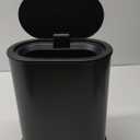 Anzoymx Stainless Steel Bathroom Trash Cans 1.8 Gallons Small Garbage Can with Pop up Lid, Metal Narrow Wastebasket, Slim Waterproof Litter Trash Bins Set for Bedroom, Toilet, Office (Black)