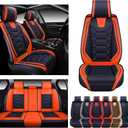 OASIS AUTO Car Seat Covers Premium Waterproof Faux Leather Cushion Universal Accessories Fit SUV Truck Sedan Automotive Vehicle Auto Interior Protector Full Set (OS-004 Orange)