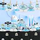 8 Pieces Halloween Honeycomb Centerpieces Blue, A Baby is Brewing Baby Shower Decorations Halloween Baby Shower Party Table Decoration for A Little Boo is Almost Due Baby Shower Boy