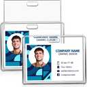 2 Card Capacity ID Badge Holder, 2 Pcs Slider Card Badge Holder Hard Plastic Card Case Heavy Duty Business Card Protector for Credit Card Driver Licenses School Office (Horizontal)