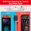 Charger for Nintendo Switch, 45W AC Adapter Fast Charging with 10ft Detachable USB C Cable, Compatible with Switch/OLED/Lite, Steam Deck, Support TV Mode, Original Quality