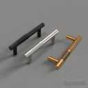 Alzassbg 6 Pack Matt Black Cabinet Pulls, 3 Inch(76mm) Hole Centers Cabinet Handles T Bar Kitchen Hardware for Cabinets and Drawers AL3108MB