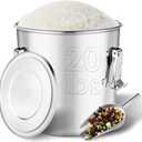 304 Stainless Steel Airtight Canister with Lids,20 lbs Large Capacity Food Storage Containers for Rice Flour Sugar Grain Coffee Bean,Airtight Canister for Kitchen & Pantry Organization