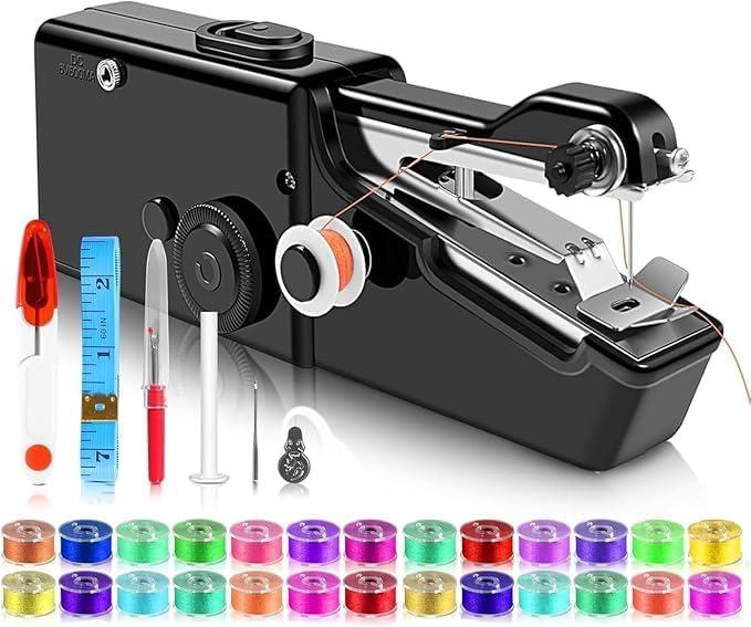 Mini Sewing Machine with Accessory Kit, Lightweight and Easy Operated Cordless Handheld Sewing Machines for Beginners, Portable Sewing Machine for Home Quick Repairing and Stitch Handicrafts