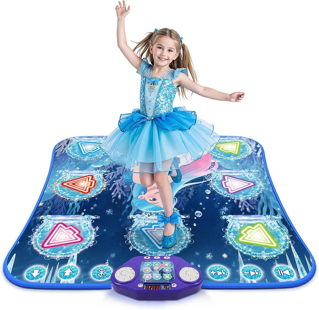 ANNKIE Dance Mat Toys for 3-12 Year Old Girls, Kids Dance Mat with Light Up 8-Buttons & Wireless Bluetooth, Dance Toy with 5 Modes Game, Birthday Xmas Gifts for 3 4 5 6 7 8 9 10+ Year Old Girls Boys