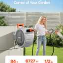 VEVOR Retractable Garden Hose Reel, 1/2 Inch x 84 ft Wall Mounted Heavy Duty Garden Hose Reel with 9 Patterns Nozzle, Any Length Lock, Upgraded Slow Return System and 180Swivel Bracket