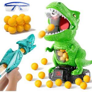Dinosaur Shooting Boy Toys for Kids Age 3 4 5 6 7 8 - Moveable Shooting Game with Scoreboard, Light and Sound, 12 Foam Balls, Boy Toddler Toys 5-7 6-8 8-10, Competition Game Gifts (Green)