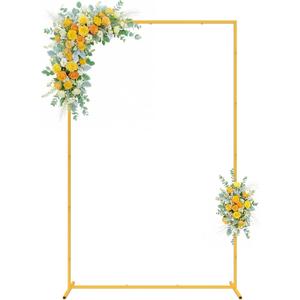 Wokceer Wedding Arch Backdrop Stand 6.6x4 FT Square Wedding Arches for Ceremony Gold Metal Balloon Arch Frame for Wedding Birthday Party Garden Arbor Anniversary Event Christmas Decor