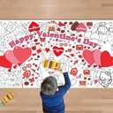 4 x Valentines Giant Coloring Tablecloth,Valentines Day Crafts for Kids - 72x30 Inches, Paper Coloring Banner Games Activities Gifts Party Decorations