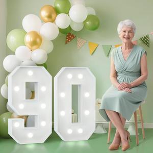 2.3FT 90 Marquee Numbers, 90 Light up Numbers for 90th Birthday Decorations Party Anniversary Backdrop